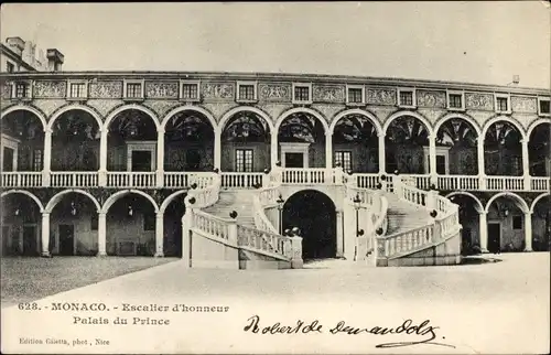 Ak Monaco, Escalier d'honneur, Palais du Prince, Prinzenpalast, Ehrentreppe
