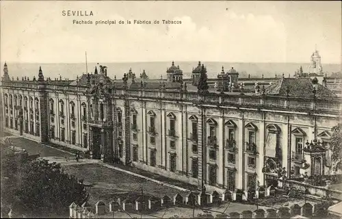 Ak Sevilla Andalusien, Fachada principal de la Fabrica de Tabacos