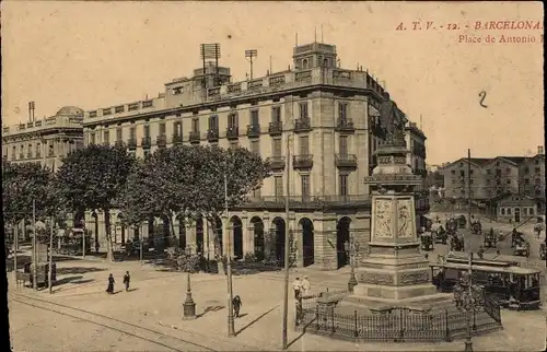 Ak Barcelona Katalonien Spanien, Place de Antonio