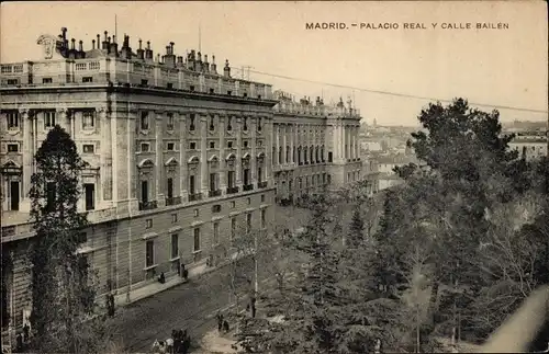 Ak Madrid Spanien, Palacio Real y Calle Bailen