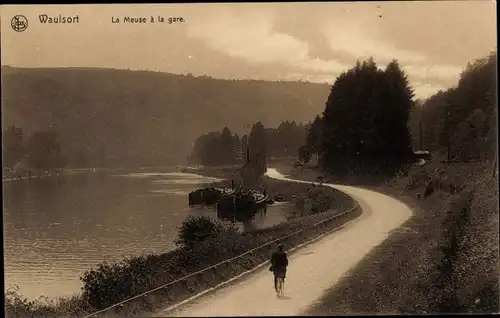 Ak Waulsort Hastière Wallonien Namur, La Meuse a la gare