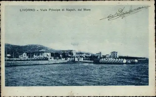 Ak Livorno Toscana, Viale Principe di Napoli, dal Mare