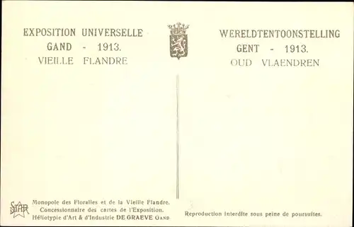 Ak Gand Gent Ostflandern, Exposition Internationale 1913, La Vieille Flandre, Le Beffroi