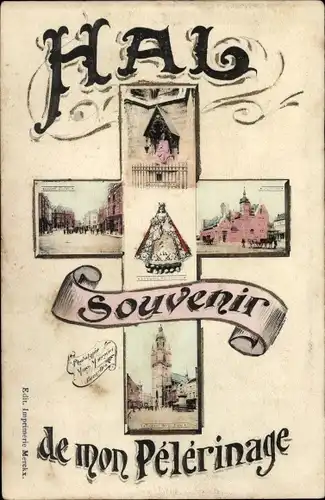 Ak Hal Flämisch Brabant Flandern, Straßenpartie, Kirche