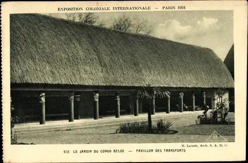 Ak Paris, Exposition Coloniale Internationale 1931, Jardin du Congo Belge, Pavillon des Transports
