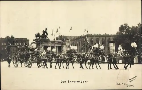 Ak Berlin, Der Brautwagen, Hochzeit Kronprinz Wilhelm mit Cecilie, 06 06 1905