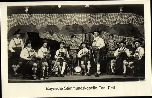 Ak Bayrische Stimmungskapelle Toni Reil, Bayrische Tracht, Musikinstrumente