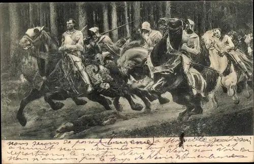 Ak Schweizerischer Ritter zu Pferde