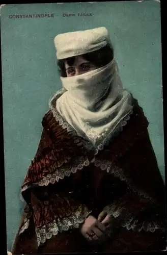 Ak Konstantinopel Istanbul Türkei, Dame turque, verschleierte Frau