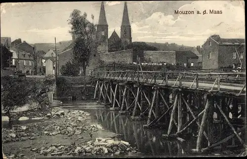 Ak Mouzon Ardennes, Teilansicht, Brücke