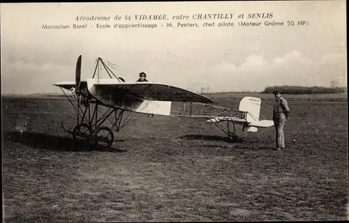 Ak Chantilly Oise, Aerodrome de la Vidamee, Monoplan Borel, Ecole d'apprentissage, M. Pecters