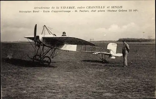 Ak Chantilly Oise, Aerodrome de la Vidamee, Monoplan Borel, Ecole d'apprentissage, M. Pecters