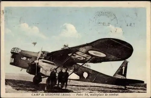 Ak Camp de Sissonne Aisne, Französisches Militärflugzeug