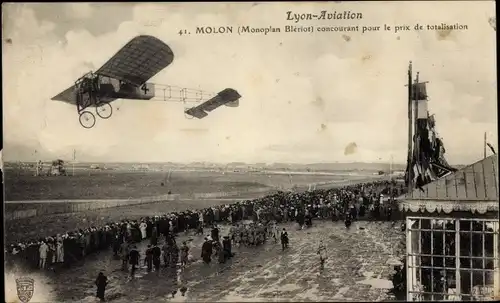 Ak Lyon Rhône, Molon, Monoplan Bleriot