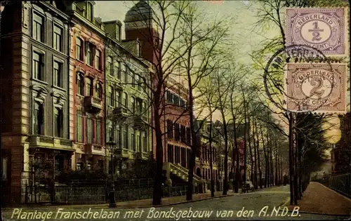 Ak Amsterdam Nordholland Niederlande, Plantage Franschelaan met Bondsgebouw van den ANDB