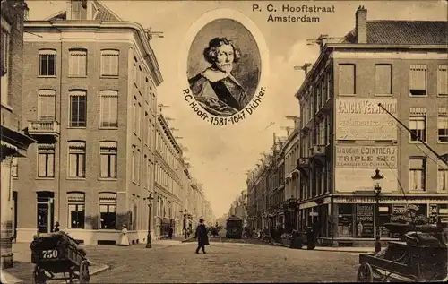 Ak Amsterdam Nordholland Niederlande, Hooftstraat, Dichter, Geschäfte, Liqueur Cointreau