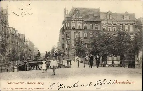 Ak Amsterdam Nordholland Niederlande, Nassaukade, Koekjesbrug