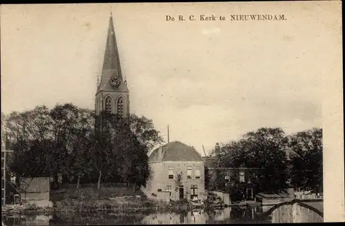 Ak Nieuwendam Amsterdam Nordholland, De R. C. Kerk