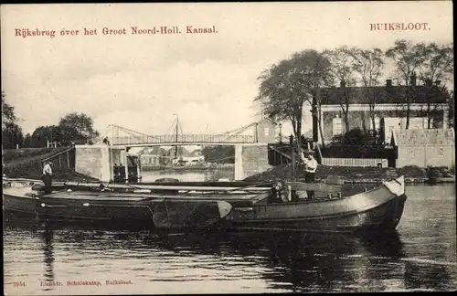 Ak Buiksloot Amsterdam Nordholland Niederlande, Rijksbrug over het Groot Noord-Holl. Kanaal