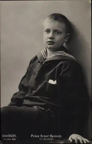 Ak Prinz Ernst Heinrich von Sachsen, Matrosenuniform