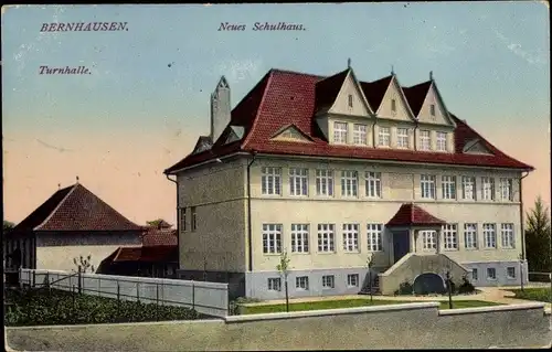 Ak Bernhausen Filderstadt Baden Württemberg, Neues Schulhaus, Turnhalle