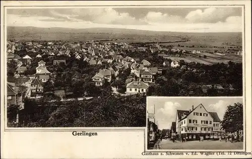 Ak Gerlingen in Württemberg, Totalansicht, Gasthaus zu Schwanen von Ed. Wagner