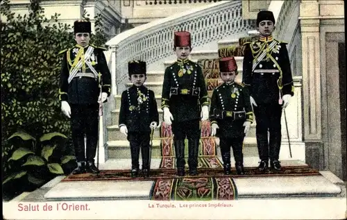 Ak Konstantinopel Istanbul Türkei, Les princes Impériaux, Türkische Prinzen in Uniformem