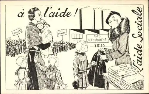 Ak Boulogne Billancourt Hauts de Seine, Comite d'Aide aux sans Travail, l'aide sociale,Kleiderspende