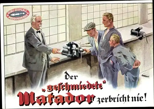 Ak Reklame, Original Peddinghaus, Schaubstock Matador