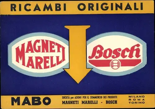 Ak Pesaro Marche, Reklame, Ricambi Originali, Magneti Marelli, Bisch, MABO, Cleto Tomassoli