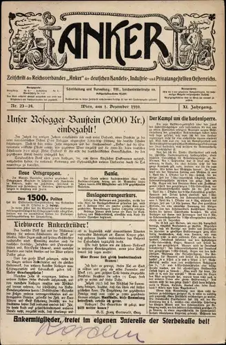 Zeitungs Ak Anker, Zeitschrift des Reichsverbandes d. dt. Handels, Industrie und Privatangestellten