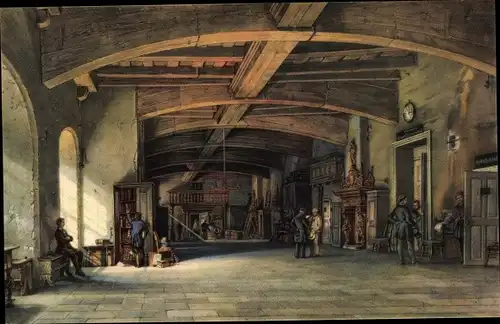 Künstler Ak Werner, C., Leipzig in Sachsen, Die Diele des alten Rathauses