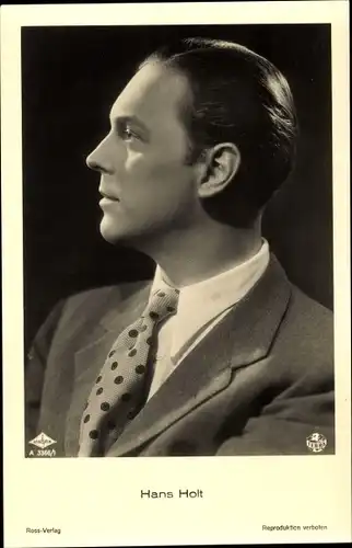 Ak Schauspieler Hans Holt, Portrait im Profil, Krawatte