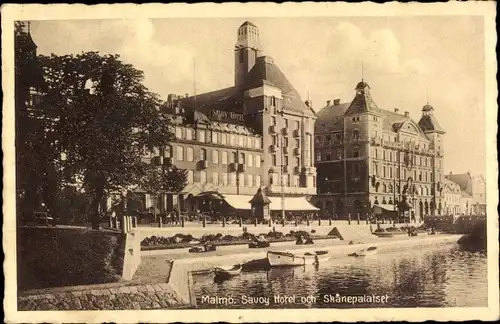 Ak Malmö Schweden, Savoy Hotel och Skanepalatset