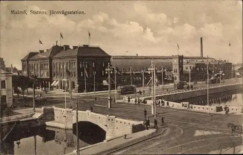 Ak Malmö Schweden, Statens Järnvägsstation