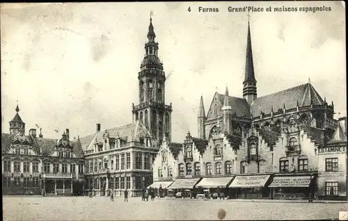 Ak Furnes Veurne Westflandern, Grande Place et maisons espagnoles