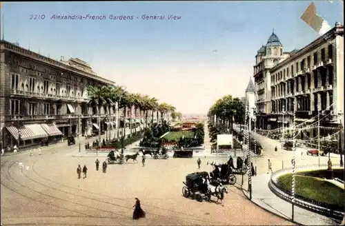 Ak Alexandria Ägypten, French Garden, General View