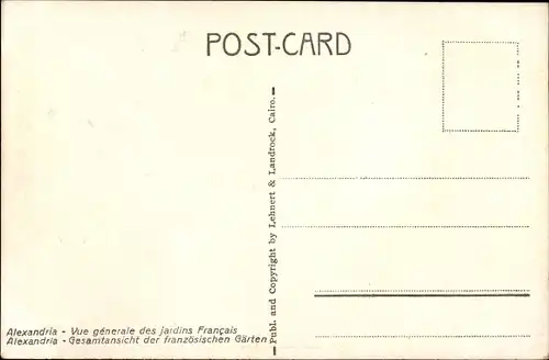 Ak Alexandria Ägypten, French Garden, General View