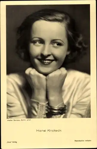 Ak Schauspielerin Hansi Knoteck, Portrait