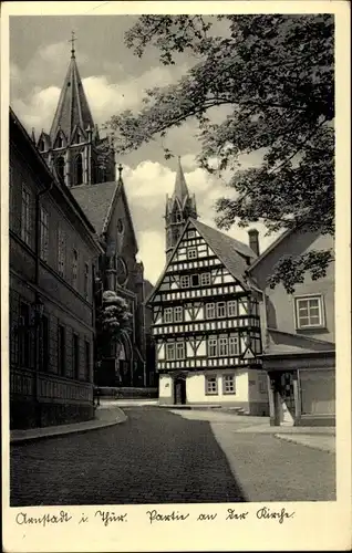 Ak Arnstadt in Thüringen, Partie an der Kirche