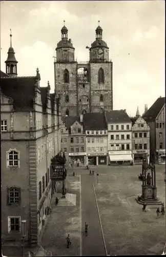 Ak Lutherstadt Wittenberg, Markt und Stadtkirche, Denkmal