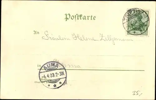 Litho Triptis in Thüringen, Bahnhof, Gleisseite, Totalansicht, Teich