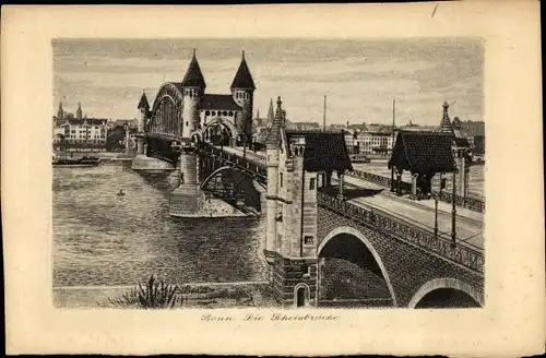 Künstler Ak Bonn am Rhein, Rheinbrücke