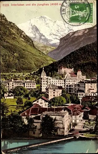 Ak Interlaken Kanton Bern Schweiz, Jungfrau mit Ort