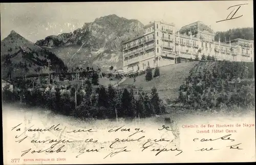 Ak Veytaux Kanton Waadt, Chemin de fer Rochers de Naye, Grand Hôtel Caux