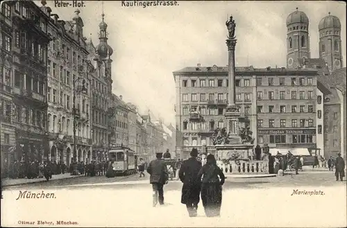 Ak München, Peter-Hof, Kaufingerstraße, Marienplatz