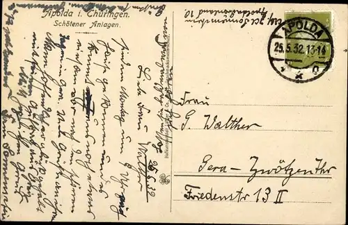 Ak Apolda in Thüringen, Schötener Anlagen