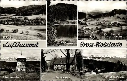 Ak Großholzleute Isny im Allgäu, Panorama, Bad, Schwarzer Grat, Gasth. Adler, Schletteralm