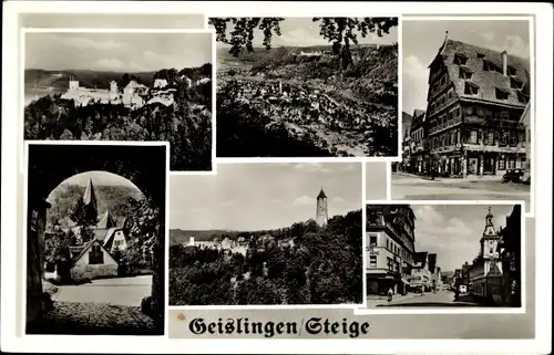 Ak Geislingen an der Steige, Panorama, Straßenansicht, Turm, Tor