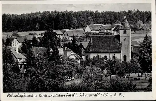 Ak Dobel im Schwarzwald, Ortsansicht mit Kirche